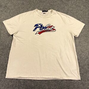 Polo Ralph Lauren Shirt Mens XL White USA Flag Logo Graphic Patriotic Tee July